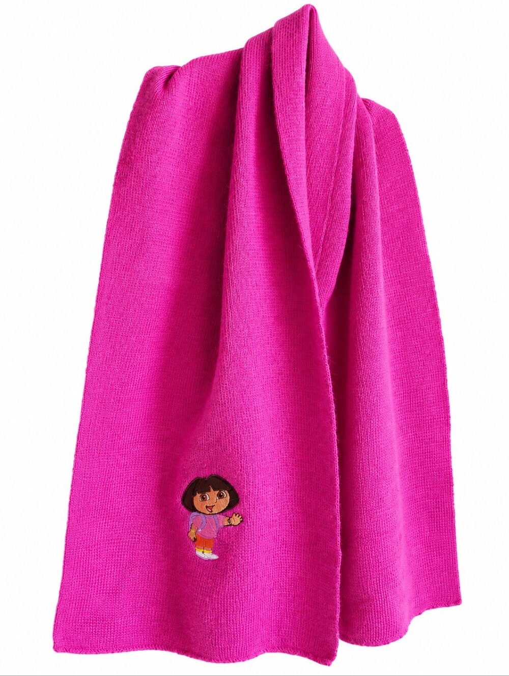 Vintage Dora The Explorer Kids Scarf Pink Knit Embroidered Nickelodeon Y2K Girl